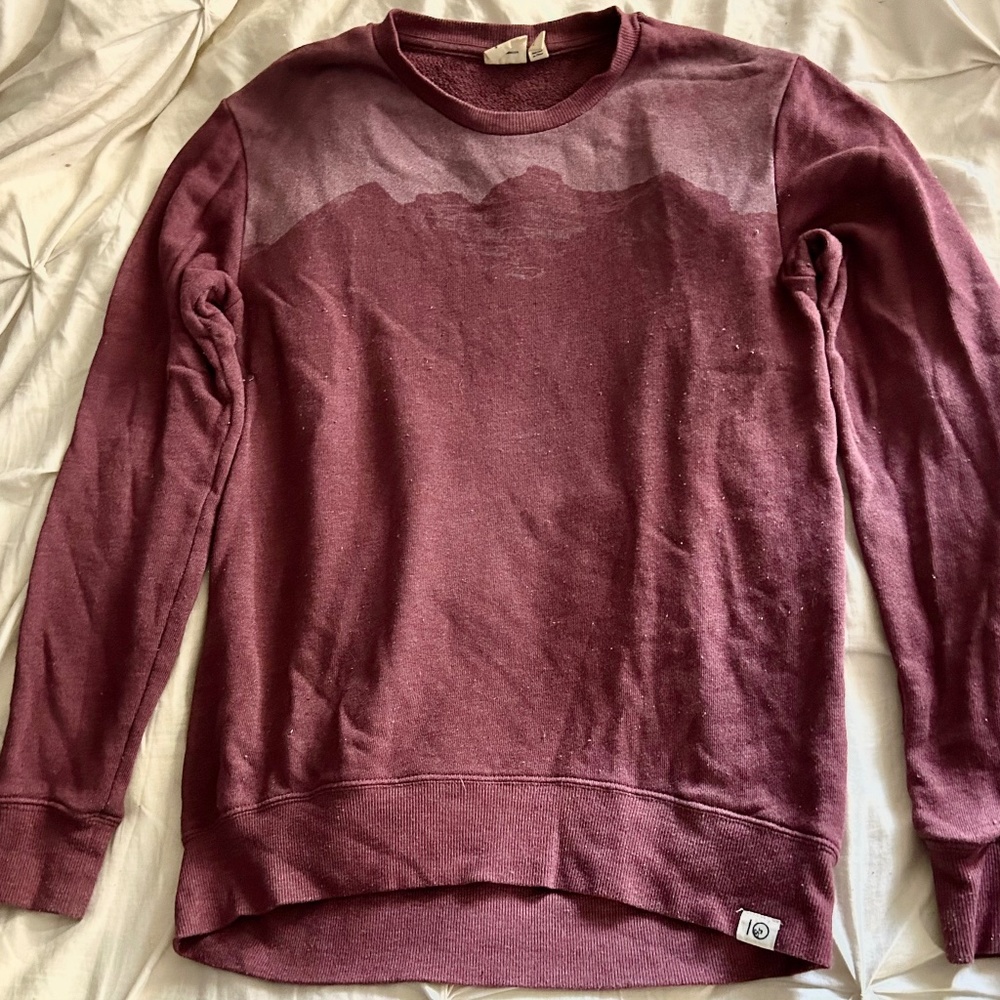 Maroon, TenTree Crew Neck | Mountain-scape | Size Small
